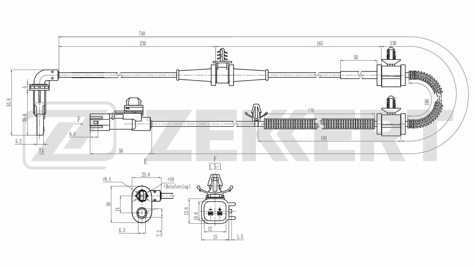 Датчик Abs Передн. Chevrolet Malibu (V300) 12- Opel Insignia A 08- Saab 9-5 (Ys3g) 10- Zekkert арт. se-6206