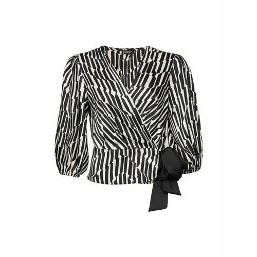 Блуза LIU JO, размер 44, белый, черный liu jo блуза черная рукав фонарь xs