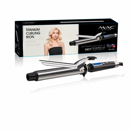 Профессиональные щипцы для завивки волос Плойка утюжок для укладки 12 температурных режима титановое покрытие серебристая 274900₽