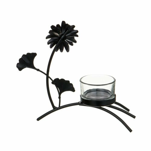 Подсвечник металлический со стеклянным стаканом для одной свечи 15х10х15 см 599₽