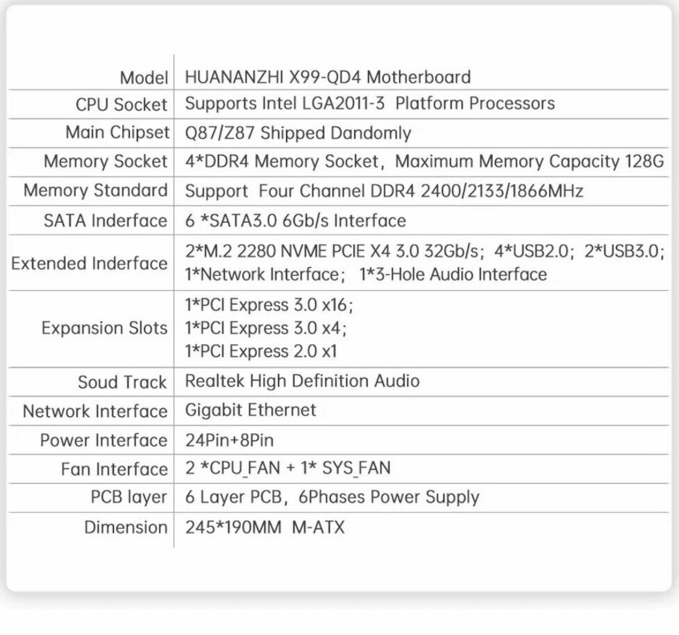 Комплект материнской платы X99-QD4 и процесора Intel Xeon E5-2670v3, 16 гигов DDR 4