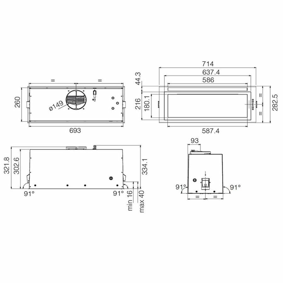 Встраиваемая вытяжка Jet Air Plane Lux BL/A/72 черный (prf0175763) - фото №8