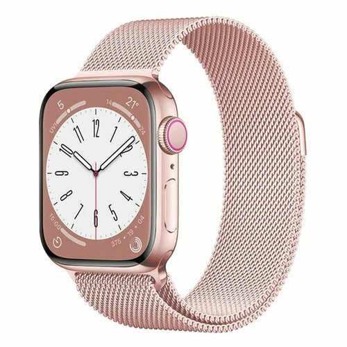 ремешок для apple watch 42 44 45 49 mm миланская петля розовое золото rose gold металлический ремешок на магнитной застёжке для часов apple Ремешок миланcкий из нержавеющей стали Milanese Loop для Apple Watch 42/44/45/49 мм, на магните, светло-розовый (17)