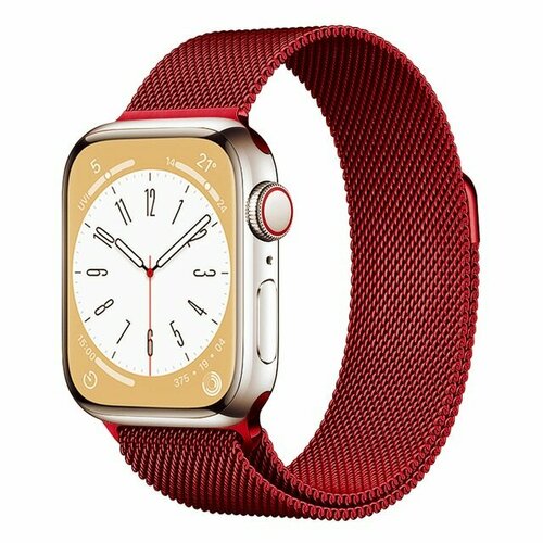 Ремешок миланcкий из нержавеющей стали Milanese Loop для Apple Watch 38/40/41 мм, на магните, красный (14)