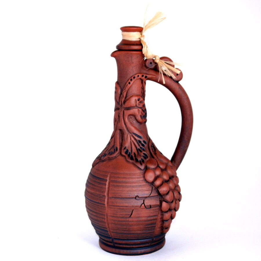 фото Кувшин для вина - Корзина + виноград + глазурь, глина, керамика, ручная работа