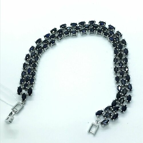 Браслет, серебро, 925 проба, сапфир, муассанит