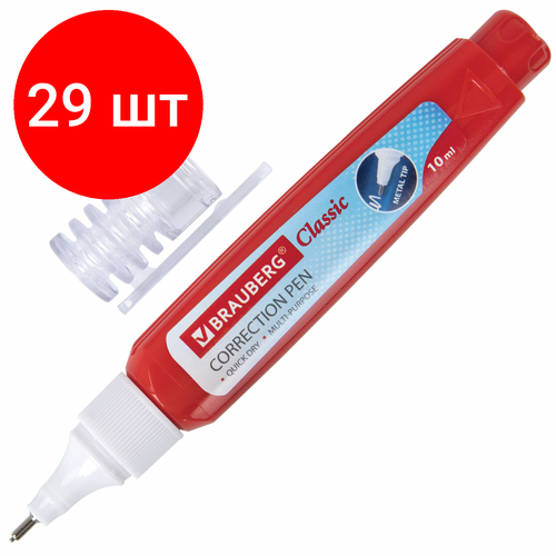 Комплект 29 шт, Ручка-корректор BRAUBERG, 10 мл, металлический наконечник, 220618 ручка корректор brauberg 10 мл металлический наконечник 220618