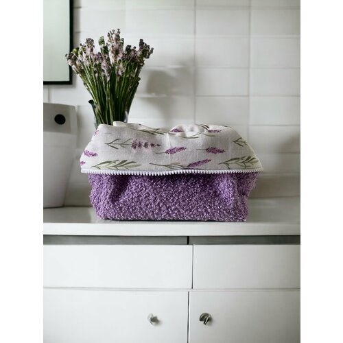 фото Косметичка 10х12х18 см, фиолетовый, белый нет бренда