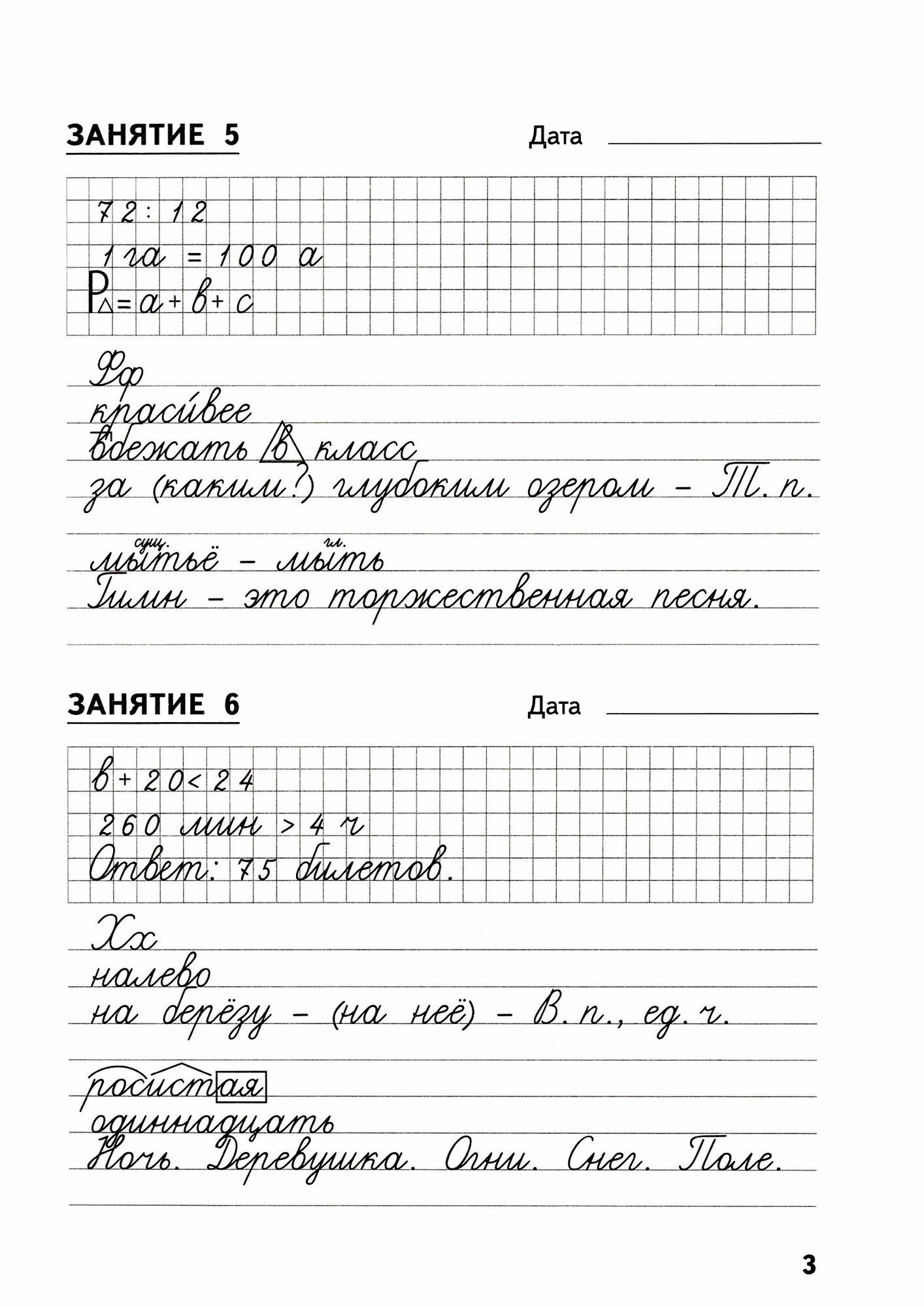 Комбинированные задания по чистописанию: 48 занятий по русскому языку и математике: 4 класс. - фото №3