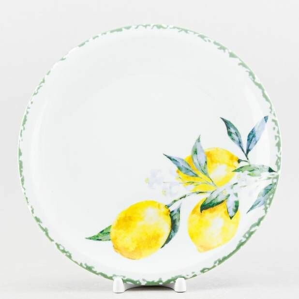 фото Тарелка фарфоровая мелкая 255 мм. "Лимоны" ф. Катя, Добрушский фарфоровый завод