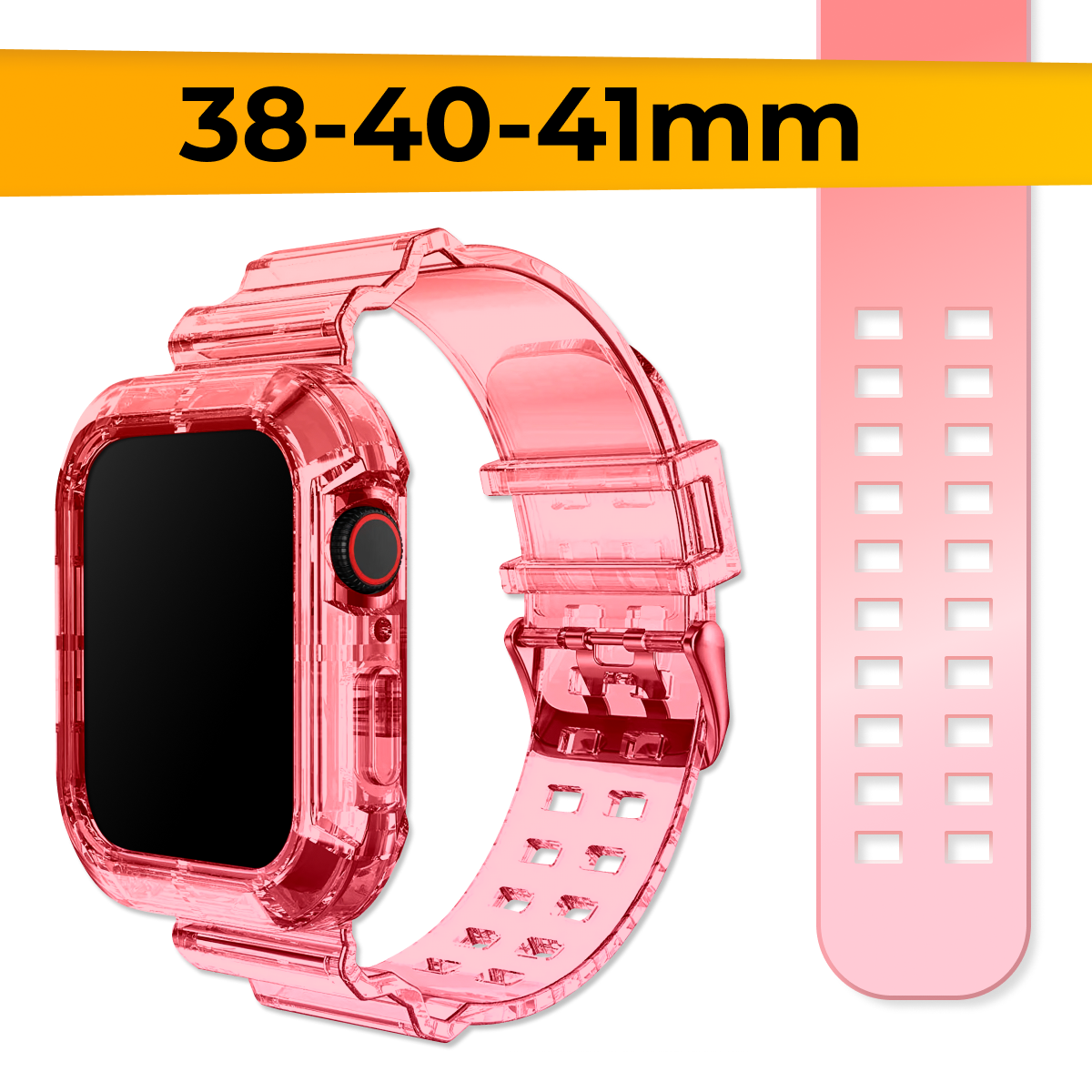 Прозрачный силиконовый ремешок для Apple Watch 1-9 SE 38-40-41 mm / Сменный браслет на часы Эпл Вотч 1 2 3 4 5 6 7 8 9 и СE / Фиолетовый