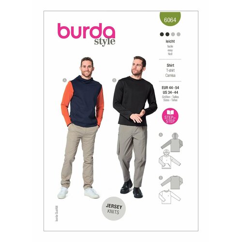 Выкройка BURDA №6064 Пуловер выкройка burda 6415 пуловер