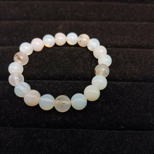 фото Браслет, агат, лунный камень, размер 18 см, диаметр 5.5 см, бесцветный, белый уральские камни