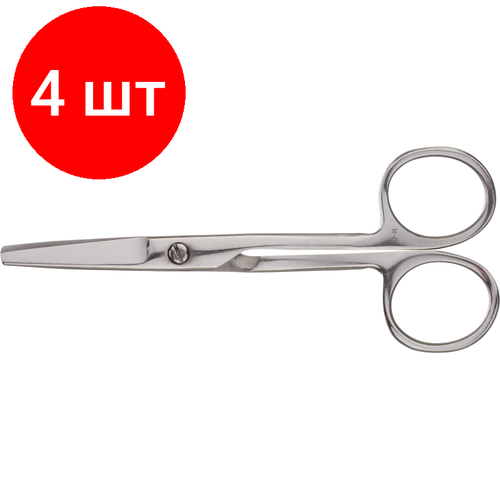Комплект 4 штук, Ножницы тупоконечные прямые, 140 мм Н-233
