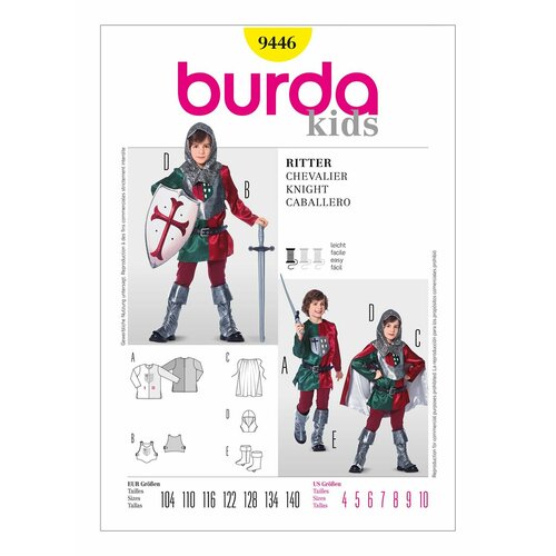 Выкройка BURDA №9446 Исторический костюм средневекового рыцаря