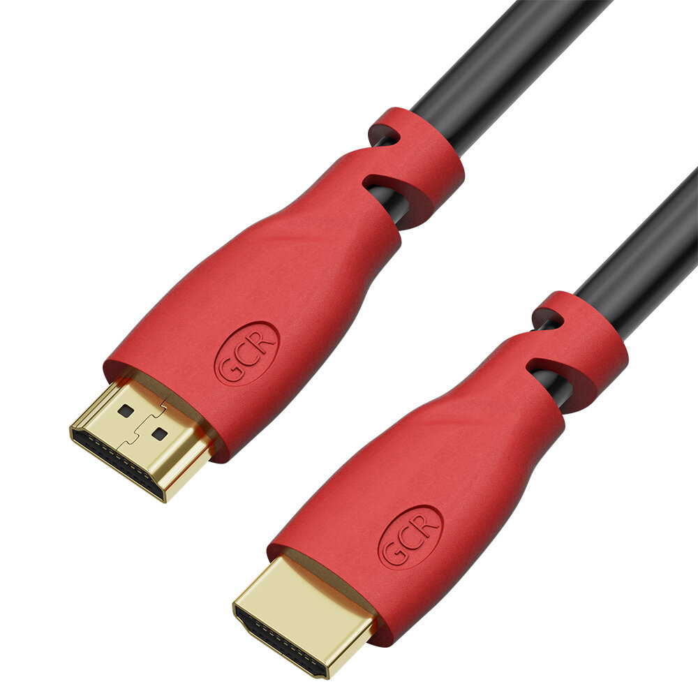 Greenconnect HDMI (m) - HDMI (m) 1м Greenconnect Кабель 1.0m, HDMI версия 2.0 HDR 4:2:2, Ultra HD, 4K 60 fps 60Hz/5K*30Hz, 3D, AUDIO, 18.0 Гбит/с, 28/28 AWG, OD7.3mm, тройной экран, черный, красные коннекторы, GCR-HM3012-1.0m GCR-HM3012-1.0m