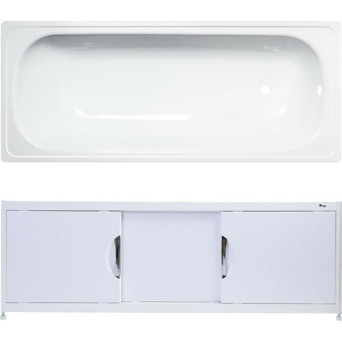 фото Ванна стальная ВИЗ Antika 160x70 с экраном Emmy Малибу и ножками, белая орхидея