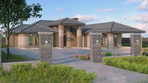 Изображение товара Панорамный одноэтажный дом с динамичной архитектурой