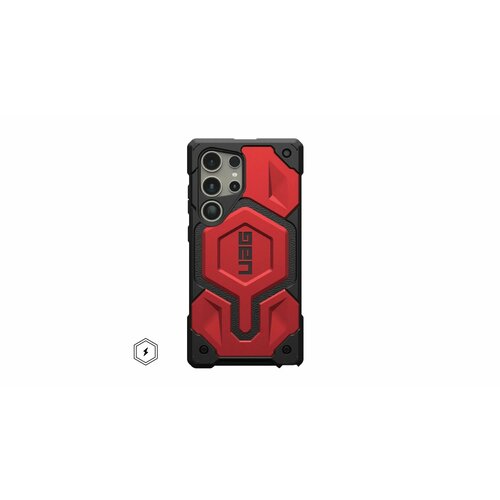 Чехол Uag Monarch PRO для Samsung Galaxy S24 Ultra совместим с MagSafe, цвет красный (Crimson) черный, красный