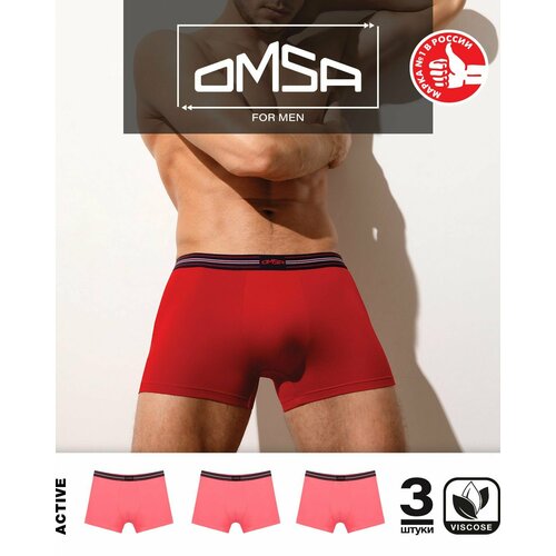фото Трусы omsa, 3 шт., размер 52(2xl), розовый