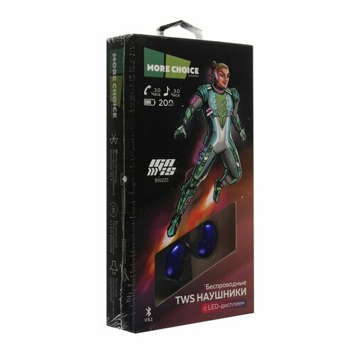 Наушники More choice BW22S TWS беспроводные вакуумные BT 51 200мАч микрофон синие комплект из 2 шт 3303₽