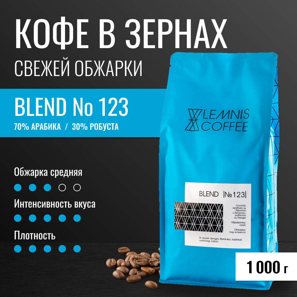 Кофе в зернах LEMNIS BLEND 123 свежеобжаренный, 1 кг