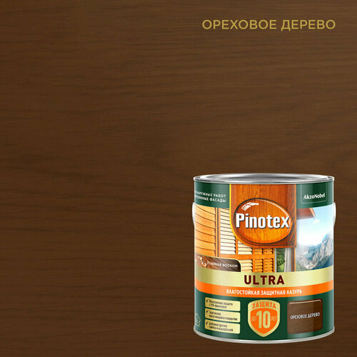 Влагостойкая защитная лазурь для древесины PINOTEX ULTRA NW (орех; 2.5 л) 5803593 влагостойкая защитная лазурь для древесины pinotex ultra nw орегон 9 л 5353790