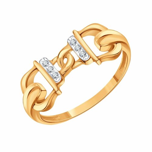 фото Кольцо diamant online, золото, 585 проба, фианит, размер 17.5, бесцветный