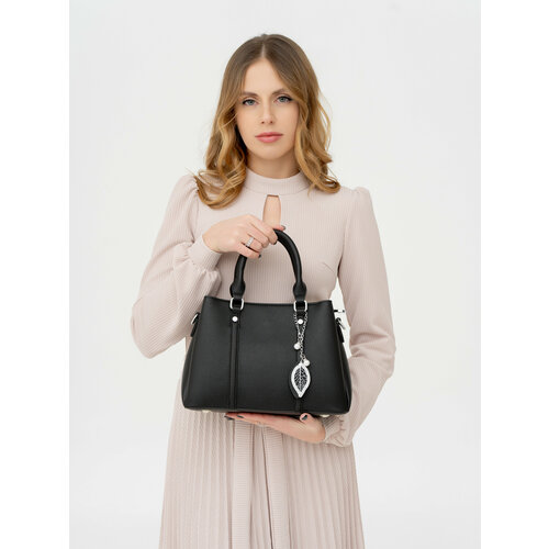 фото Сумка тоут carlotty, фактура гладкая, зернистая, черный