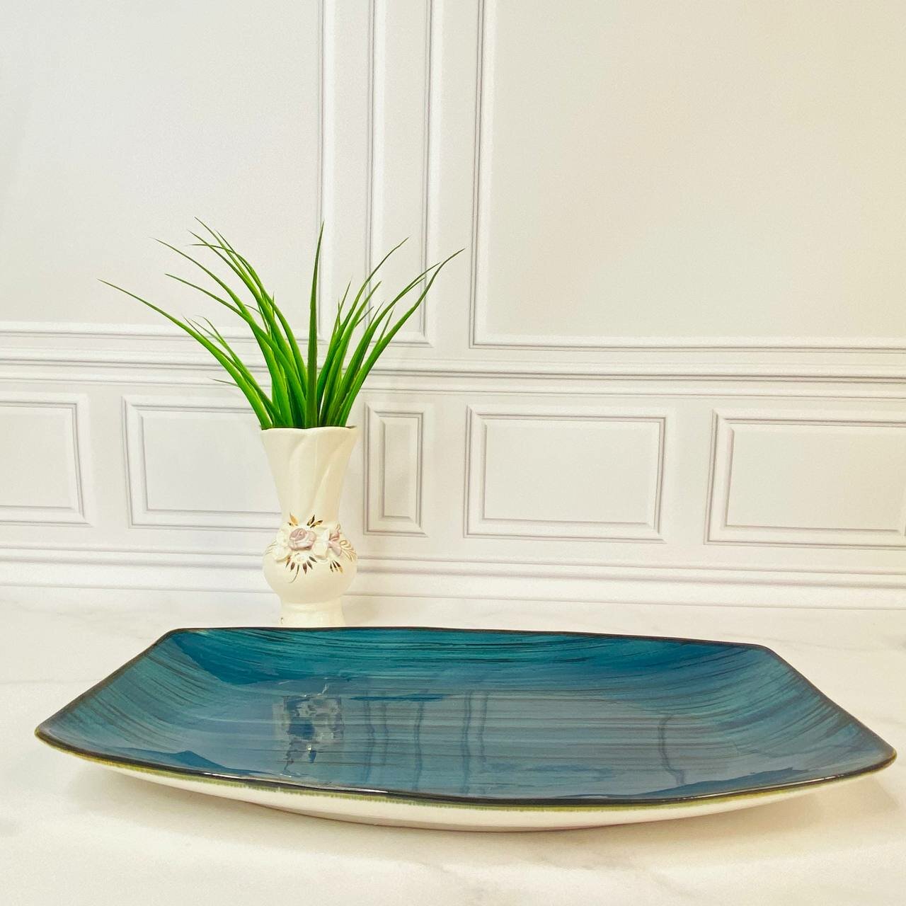 фото Блюдо лодочка сенарт лазурит " объем 500 МЛ , цвет синий , длина 30 см "