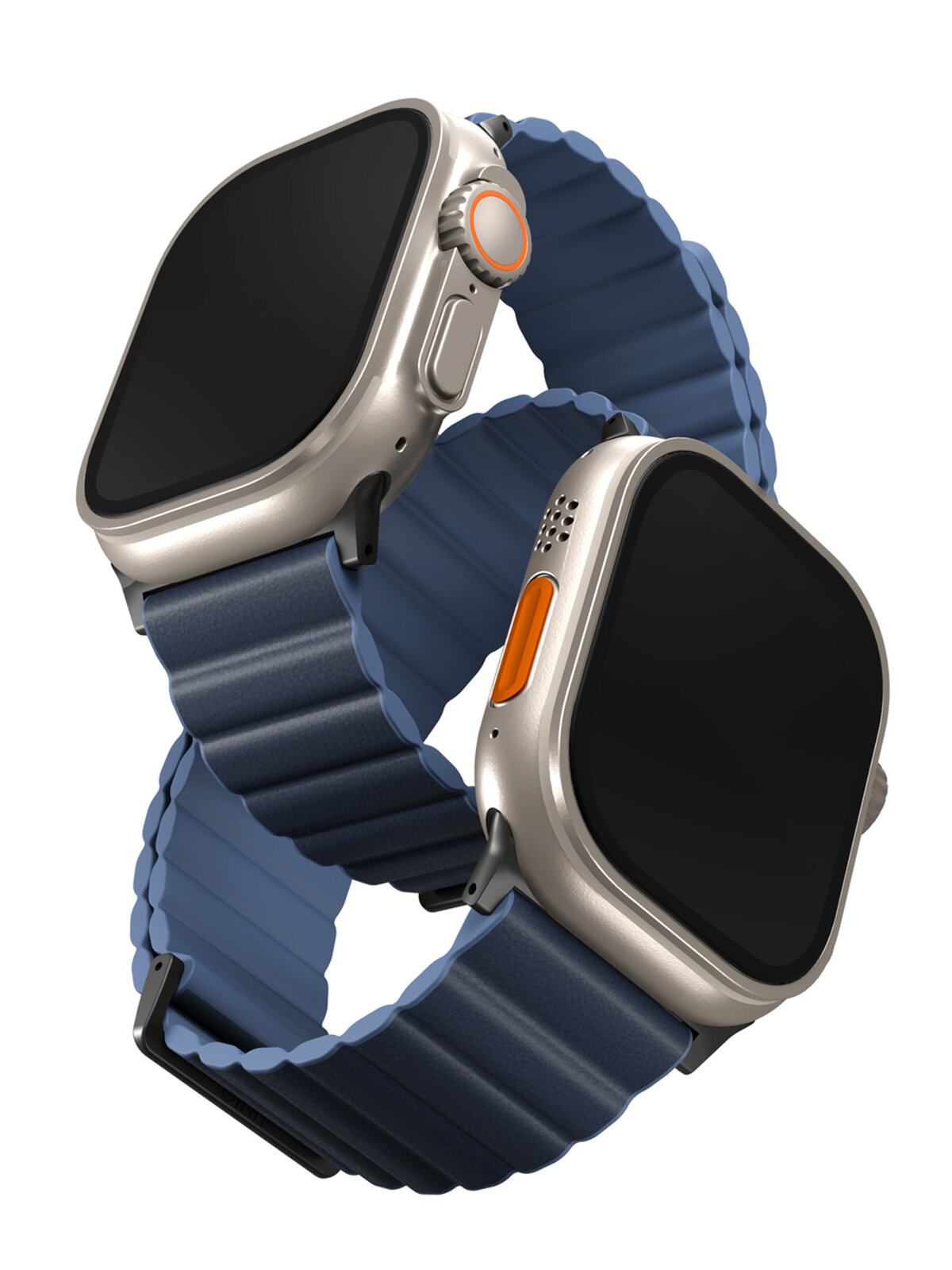 Uniq для Apple Watch 49/45/44/42 mm ремешок Revix Premium Ed. Leather/Silicone Prussian/Mist Blue
