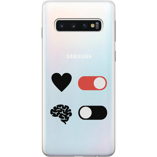 Силиконовый чехол на Samsung Galaxy S10, Самсунг С10 с 3D принтом Brain Off прозрачный матовый soft touch силиконовый чехол на samsung galaxy s10 самсунг с10 с 3d принтом brain off w черный