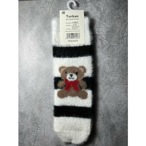 Носки Turkan размер 26/28, белый, черный носки для девочек мишки 6 8 лет