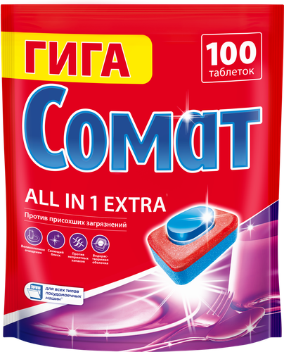Таблетки для посудомоечной машины Somat All in 100 шт.