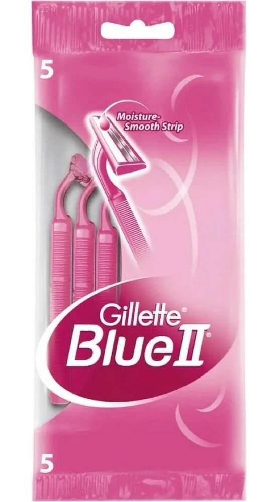 Gillette одноразовые женские бритвы Blue2, с 2 лезвиями, 5 шт