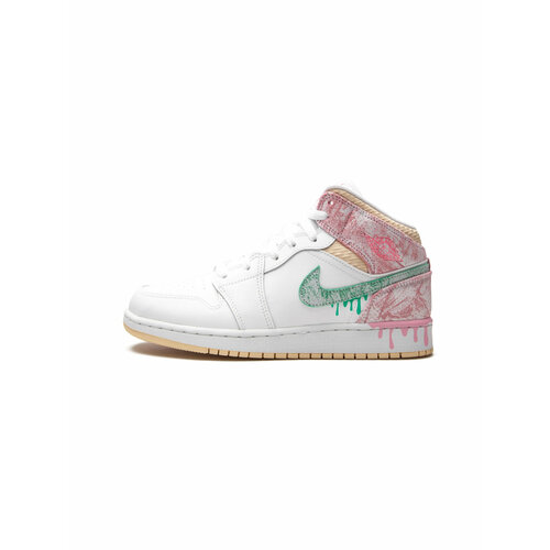 фото Кроссовки nike air jordan 1 mid se, размер 5us, зеленый, розовый
