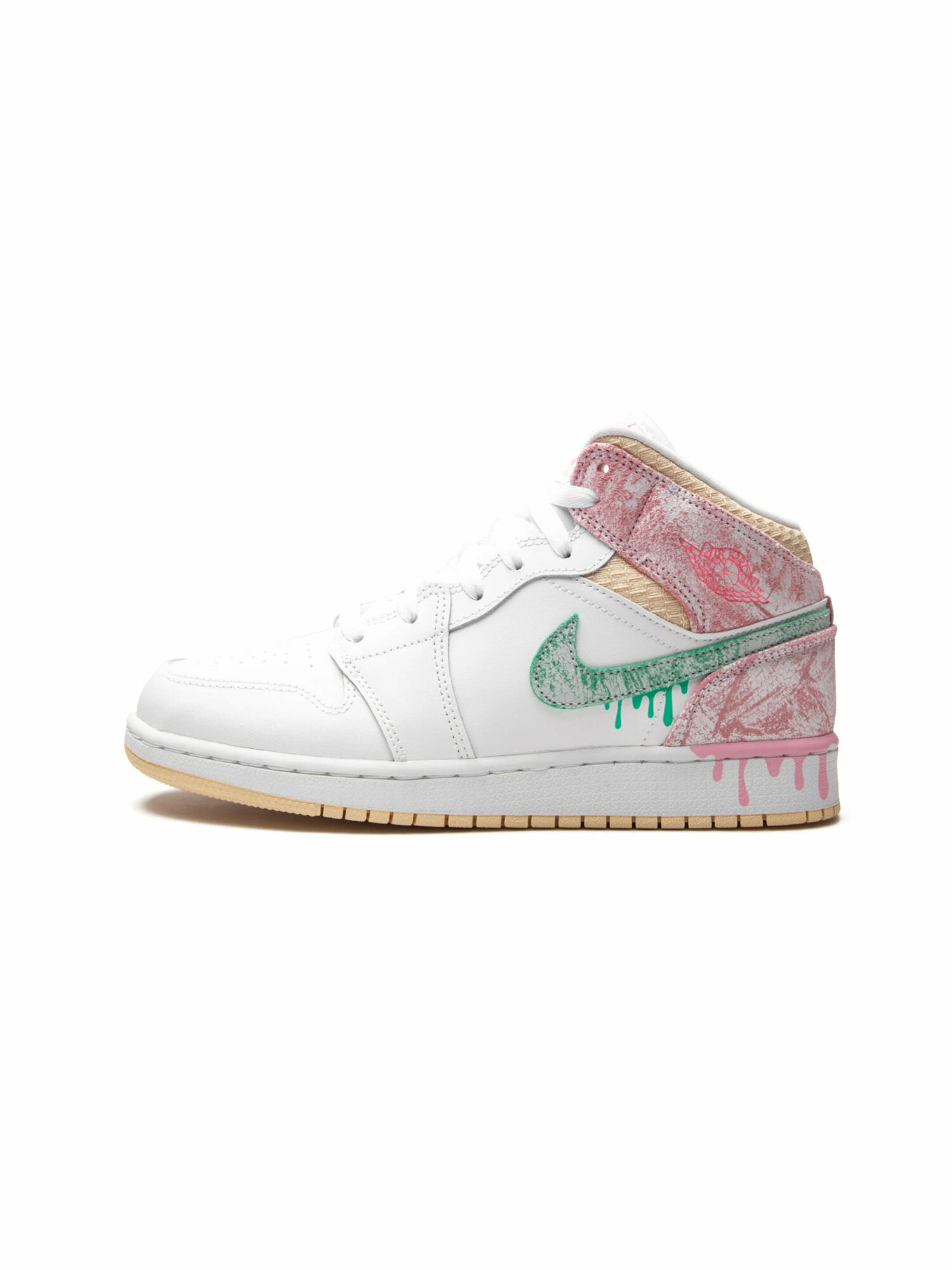 Кроссовки NIKE Air Jordan, размер 6.5US 39EU 24.5СМ, белый, розовый, зеленый