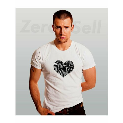 фото Футболка футболка парная хлопковая унисекс отпечаток сердца, размер xs, белый zerosell