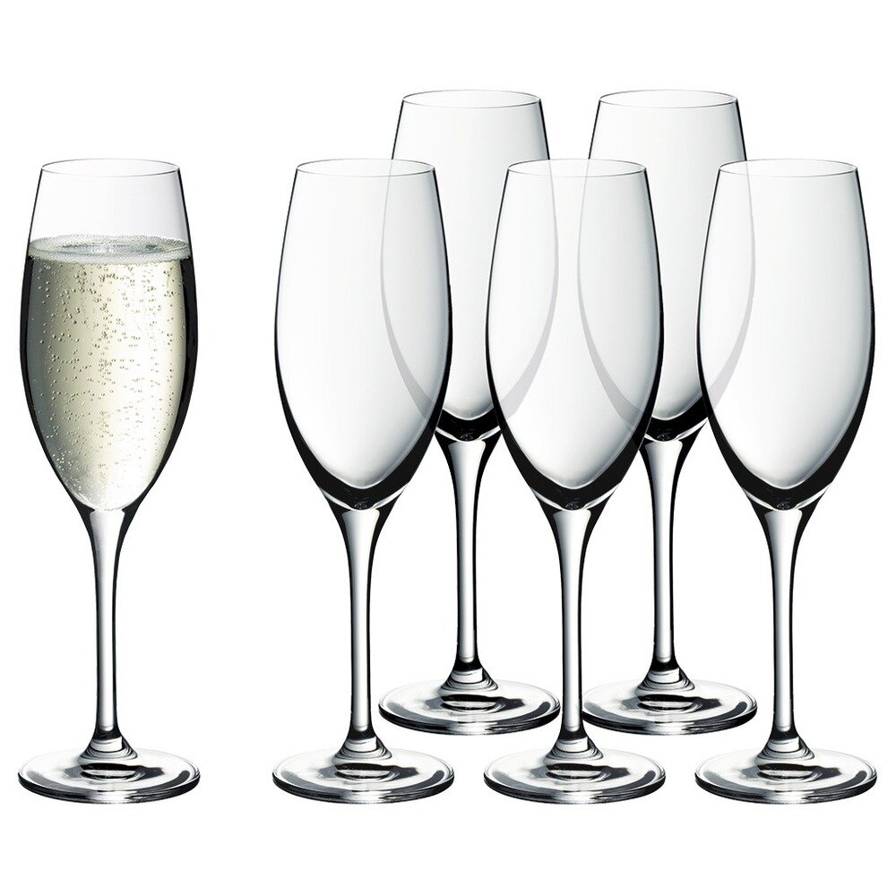 Набор из 6-ти стеклянных бокалов для шампанского Easy Plus, 250 мл, прозрачный, серия Бокалы и наборы для вина, WMF, 3201001635