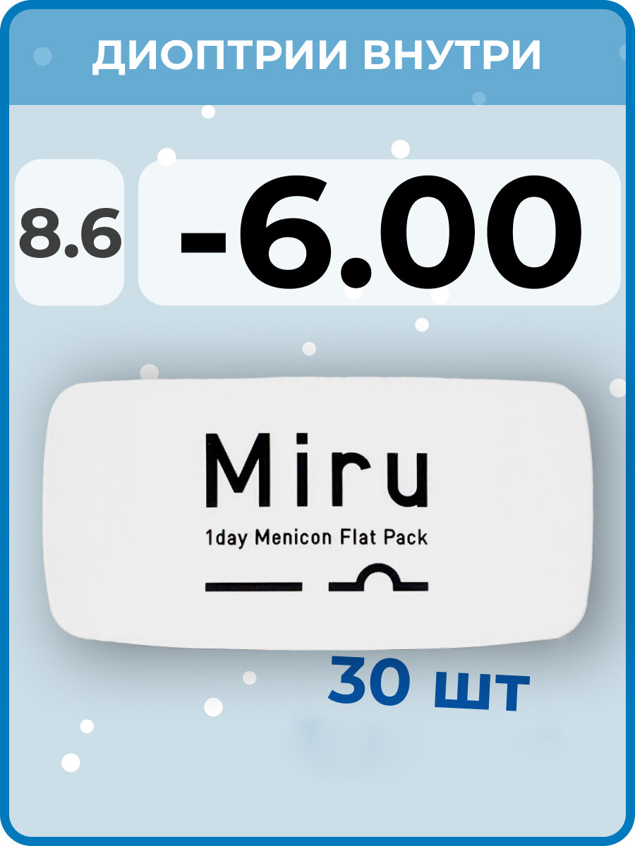 Menicon Miru 1day Flat Pack(30 линз) -6.00 R 8.6