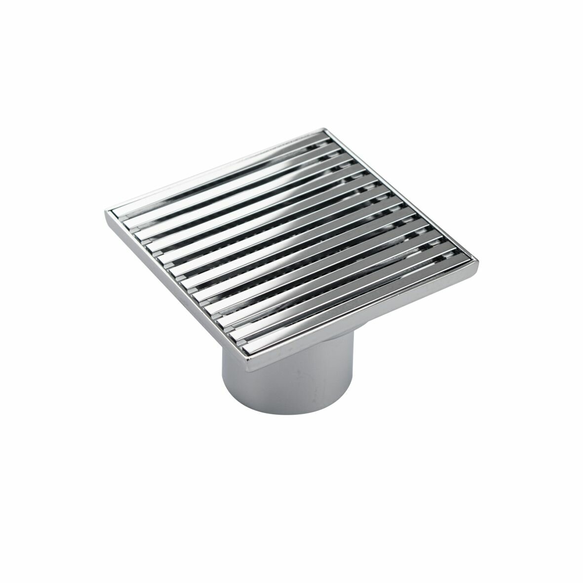 фото Трап душевой , цвет хром , 100х100 мм, выход 50 мм, вертикальный, крышка решетка, с сухим затвором , из нержавеющей стали