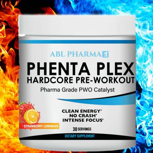 фото Предтренировочный комплекс abl pharma phenta plex hardcore pre-workout, клубничный лимонад, 30 порций