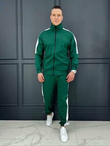 Фото Мужской летний спортивный костюм с олимпийкой и штанами цвет зеленый, размер 50