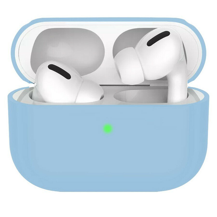 Силиконовый чехол тонкий для Apple AirPods Pro светло-голубой