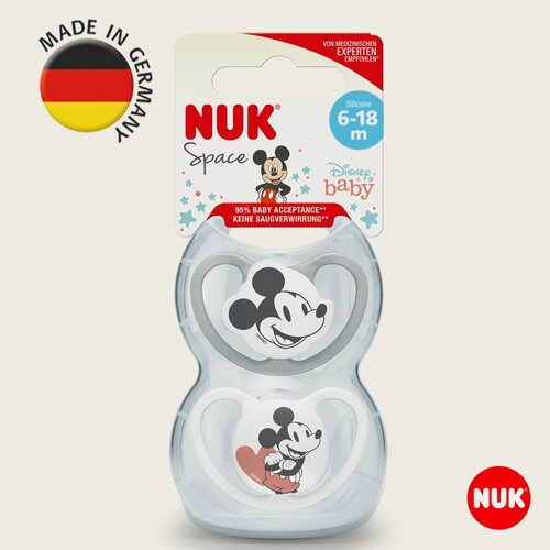Изображение товара NUK SPACE MICKEY Ортодонтическая соска-пустышка силиконовая 6-18 месяцев, 2 шт