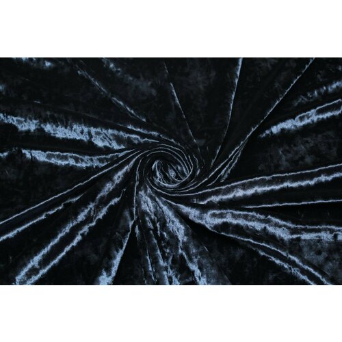 Ткань Бархат стрейч тёмно-тёмно синего цвета с разнонаправленным ворсом, 390 г/пм, ш148см, 0,5 м