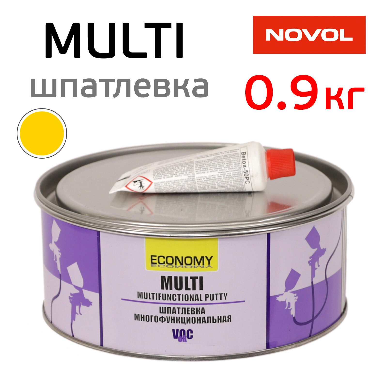 Шпатлевка Novol Asia MULTI (09кг) многофункциональная (мягкая цвет желтый)