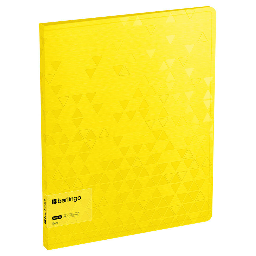 Папка с пружинным скоросшивателем Berlingo "Neon", 17мм, 1000мкм, желтый неон, с внутр. карманом, 352541