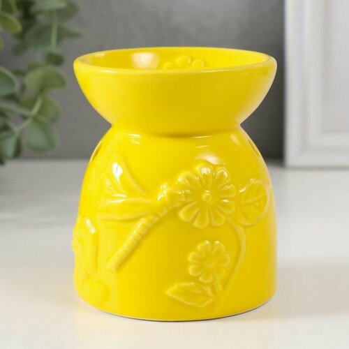 Аромалампа керамика Стрекоза на цветке жёлтая 7,2х7,2х8,3 см аромалампа керамика на цветке белая 7 2х7 2х8 3 см