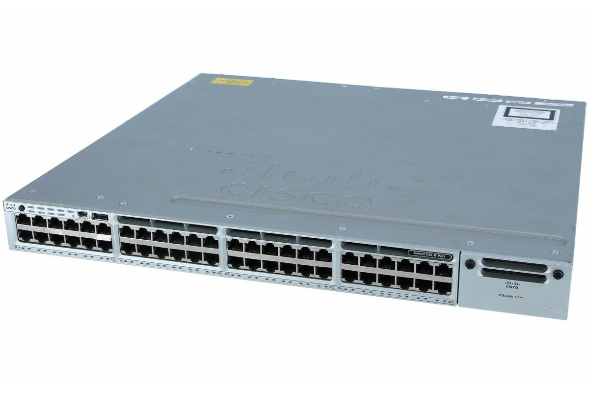 Коммутатор CISCO WS-C3850-48P-S 48 портов PoE 435 Вт